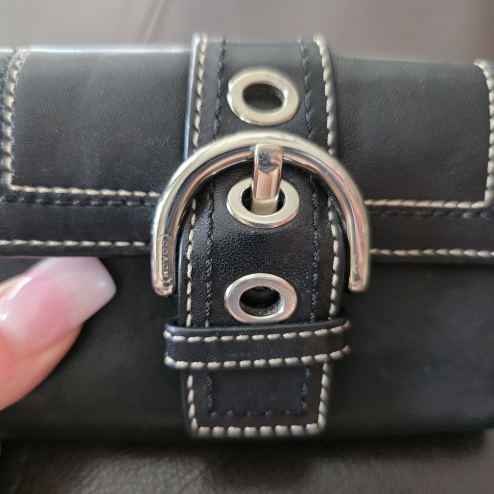 Coach Black Wallet with Silver Accents
